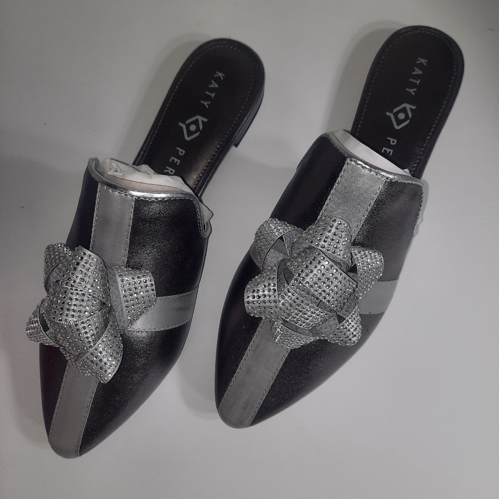 Katy Perry | The Stephanie Bow Mules Gun Metal Grey Size 8 NWT